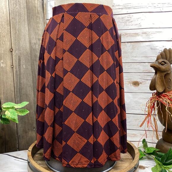 LuLaRoe Madison Skirt S Small Purple Orange Diamond NWT It has Pockets Fall - Picture 1 of 7